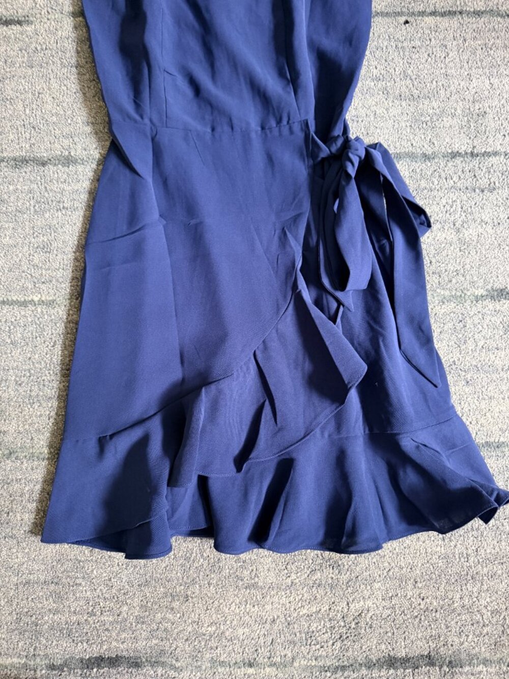 Navy Ruffle Wrap-Style Mini Dress — Size S - Picture 3 of 13